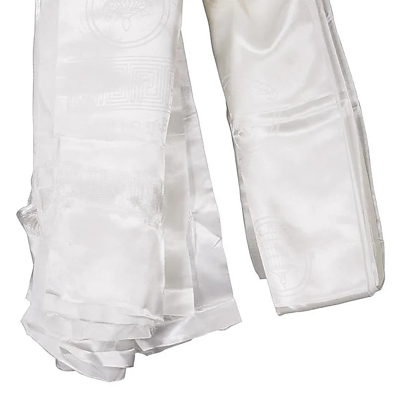 Tibetan Kathag With Auspicious Signs White --package Of 4 Pcs - 180 Cm