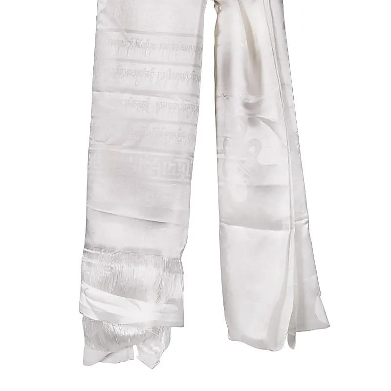 Xale tibetano Kathag branco Xl - conjunto de 2 peças de 240 cm