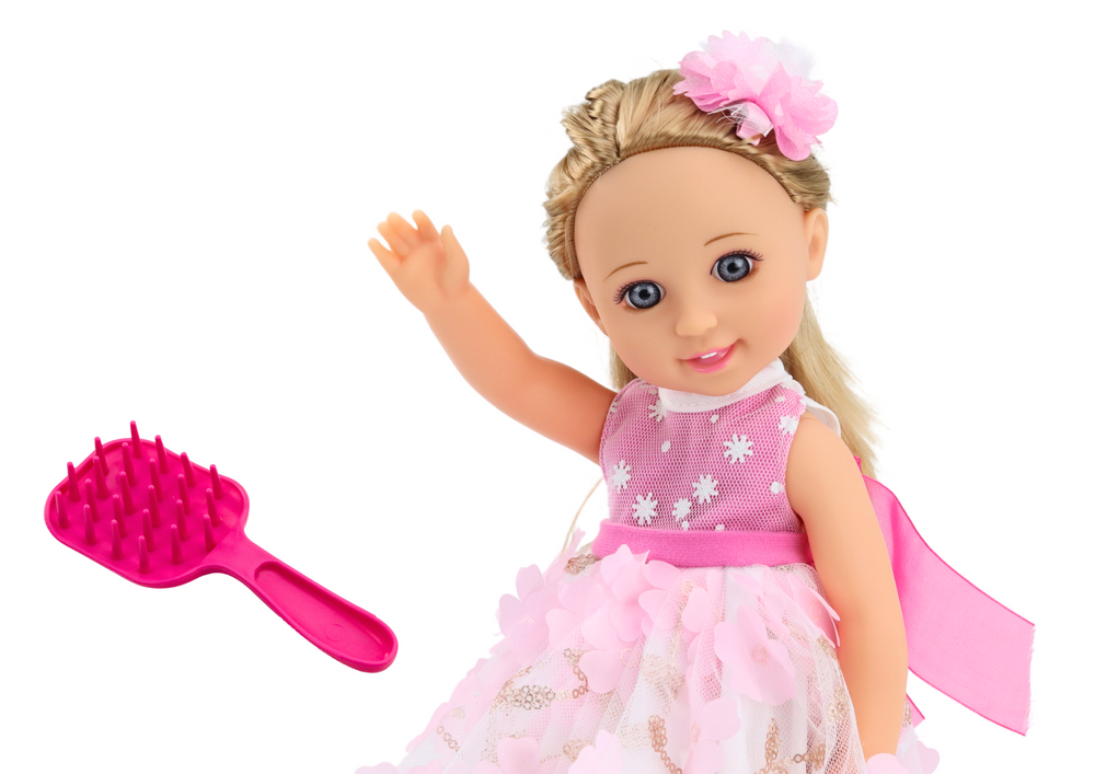 Pop Roze Jurk Lang Haar Haarspeldborstel 38cm