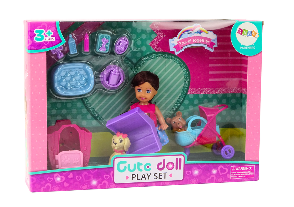 Doll With Dogs Dog Doll Kennel Accessories Pink Puppy 16 Pcs.