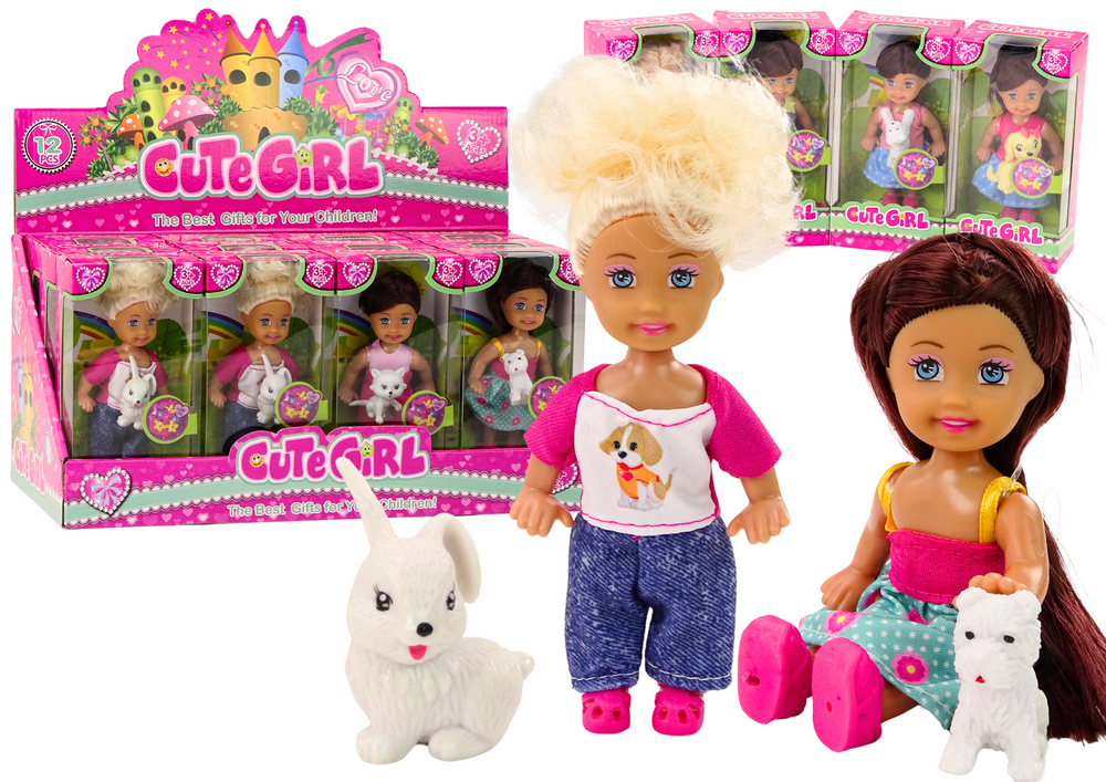 Mini Doll With Long Hair Colorful Animal Clothes