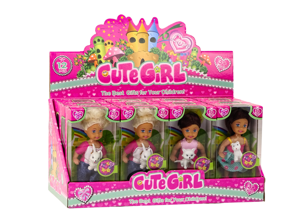 Mini Doll With Long Hair Colorful Animal Clothes