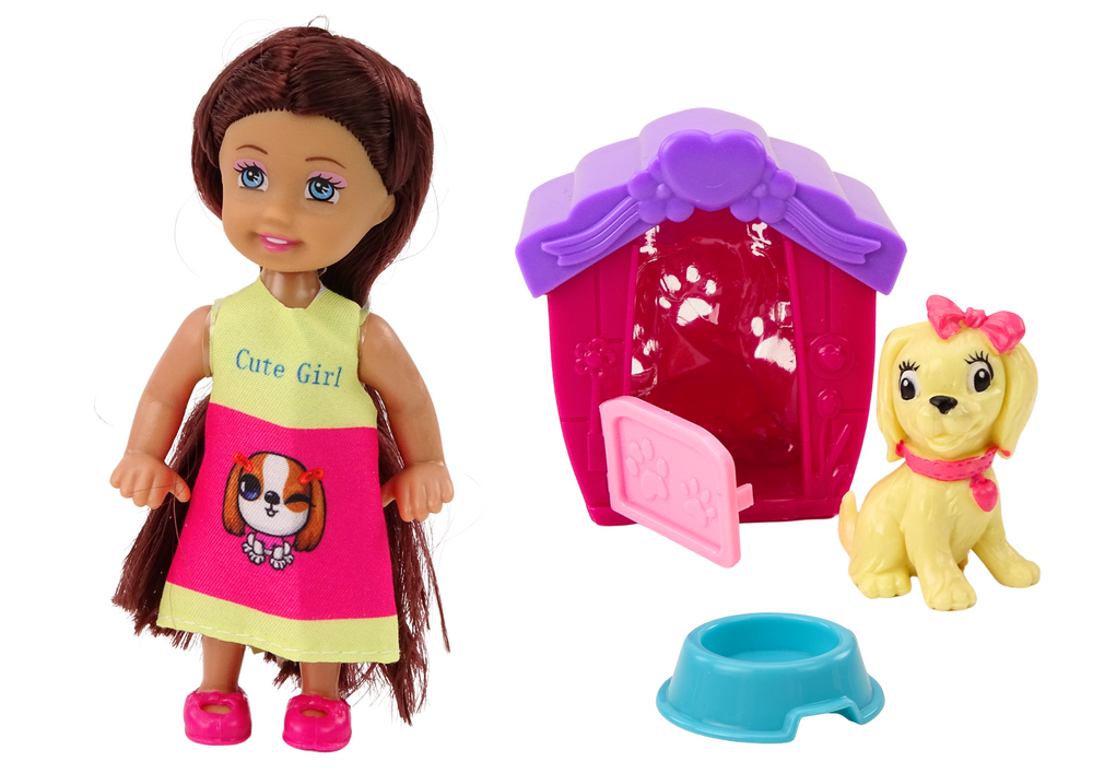 Mini Doll Long Hair Colorful Dress Dog Buda