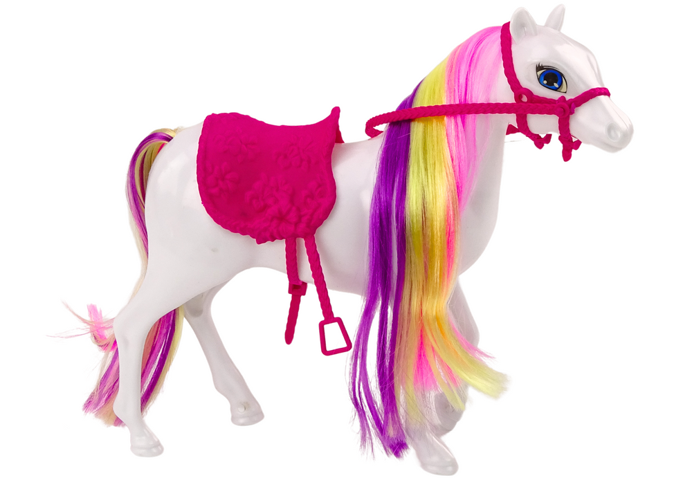 Horse Figurine White Horse Grooming Saddle Stable Farm Cute Horse