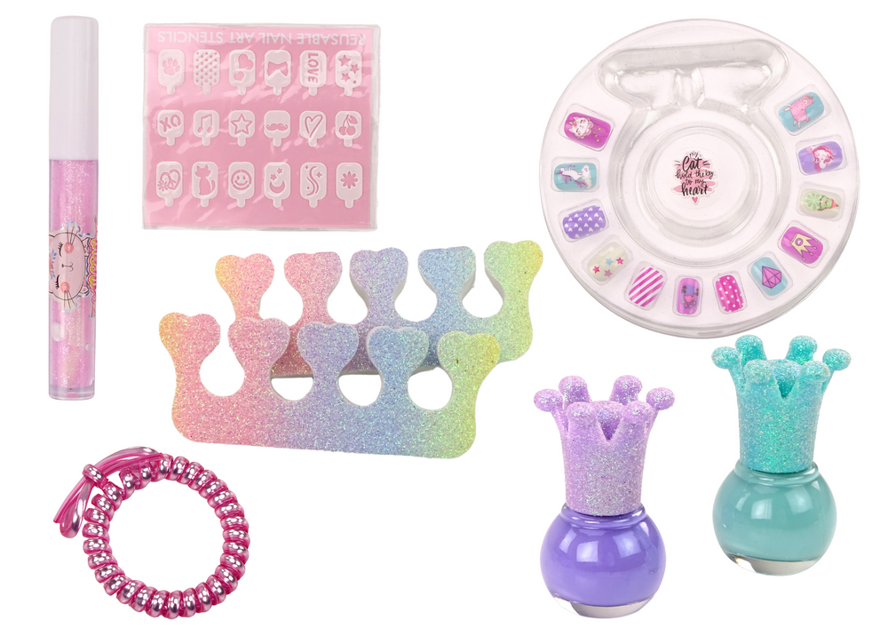 Cosmetics Set In Nail Makeup Suitcase Purple Suitcase 9 Pcs.