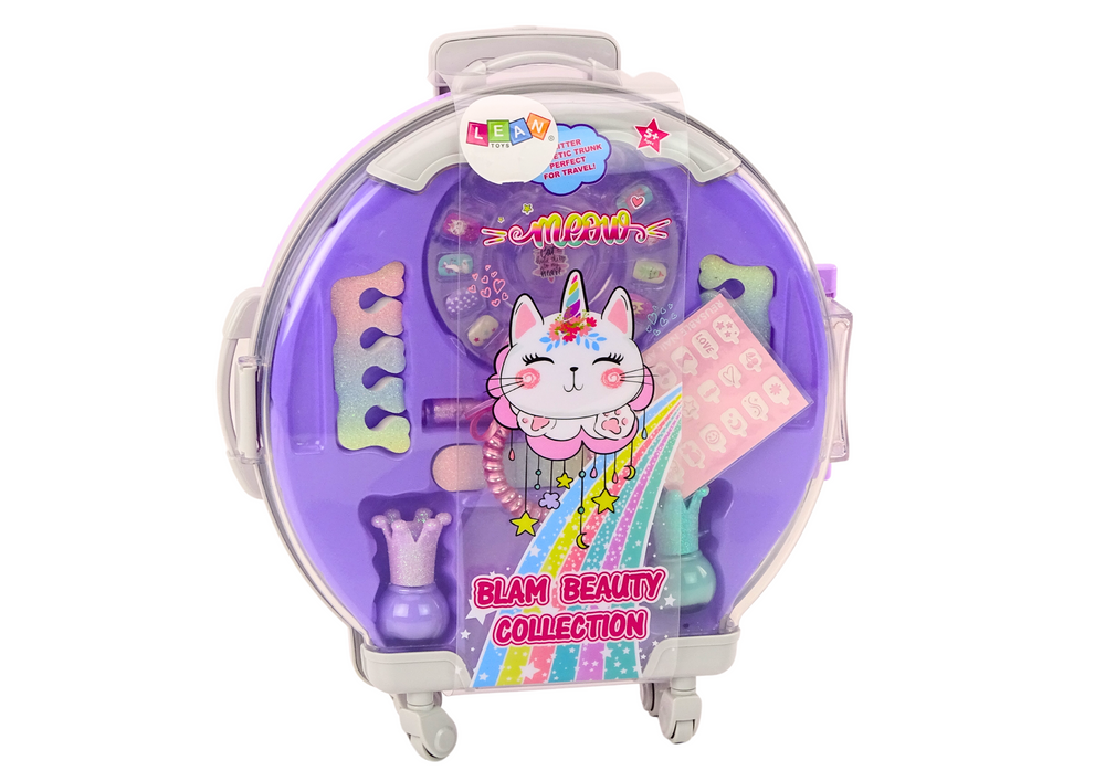 Cosmetics Set In Nail Makeup Suitcase Purple Suitcase 9 Pcs.