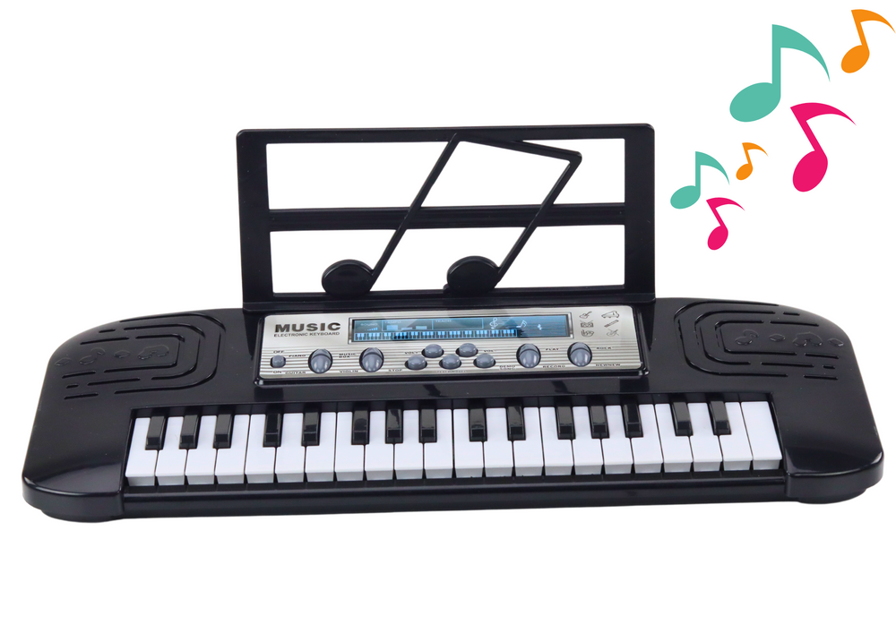 Pianoforte elettrico per bambini con supporto per microfono 37 tasti Melodie Nero