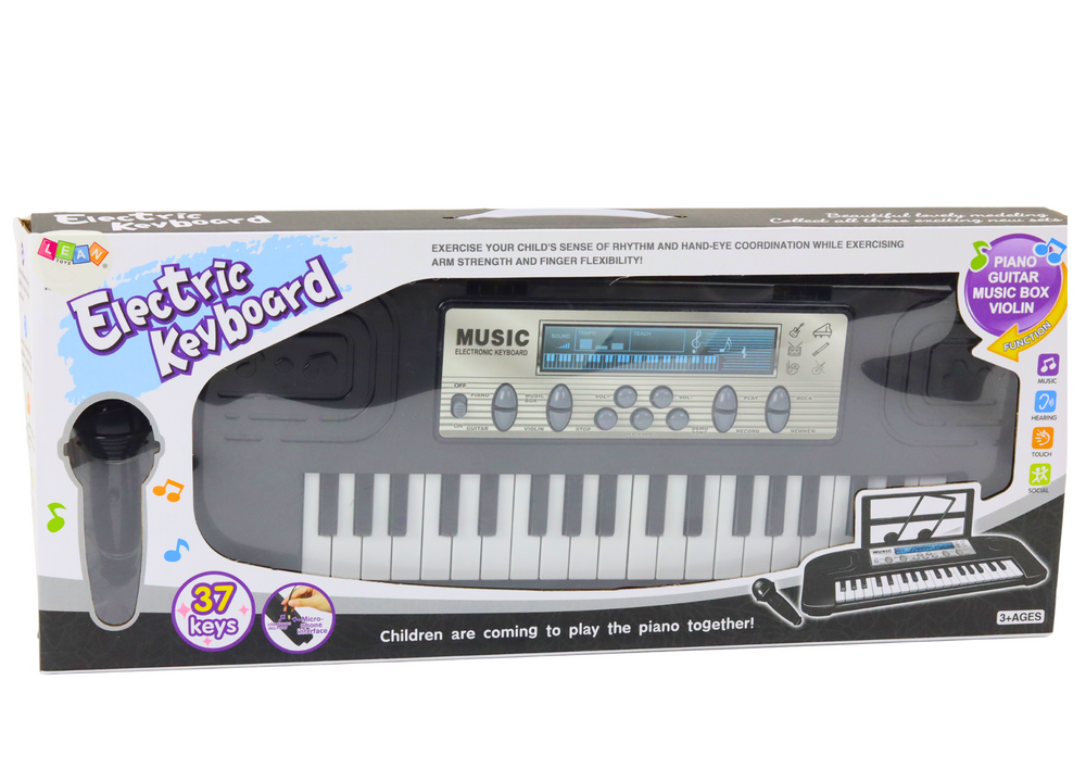 Pianoforte elettrico per bambini con supporto per microfono 37 tasti Melodie Nero