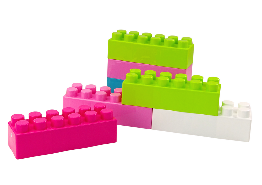 Large Oblong Construction Blocks In A Bag Colored Stickers 20 Pcs