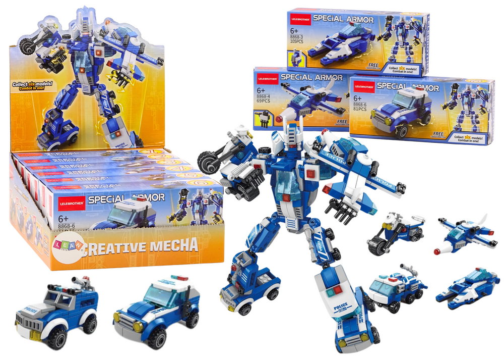 Police Cars Motor Boot Airplane Police Construction Blocks Mix