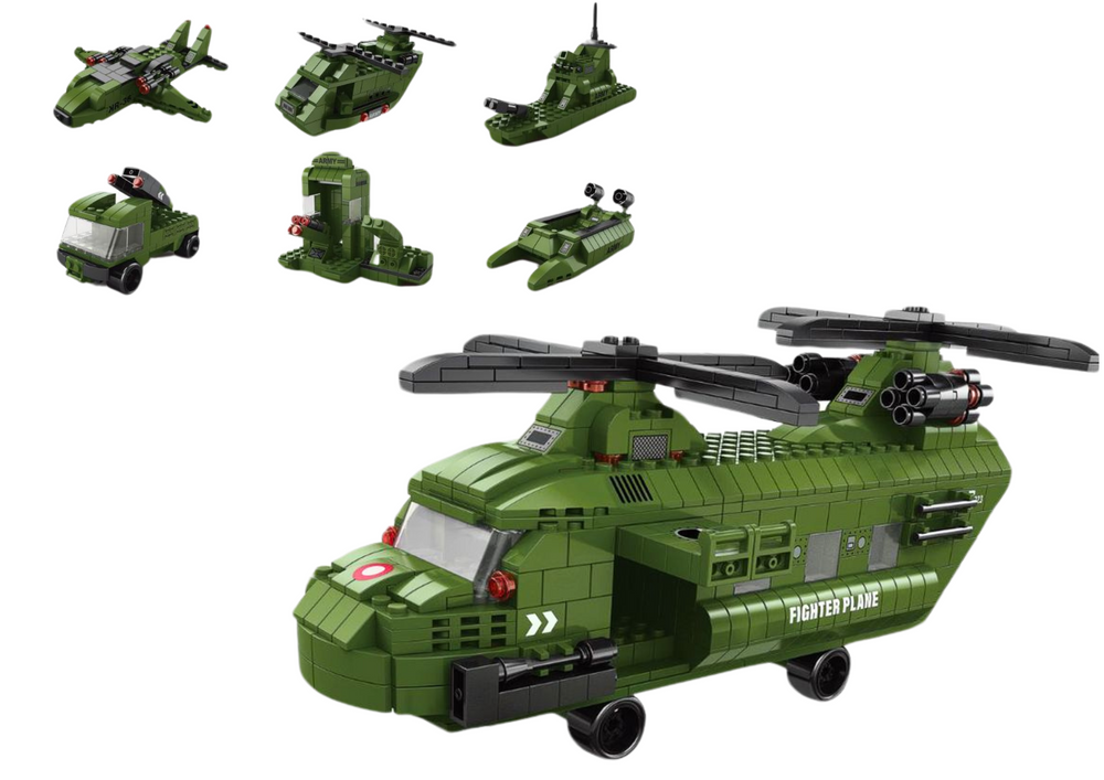 Military Helicopter Block Set Military Green 1000 Pcs