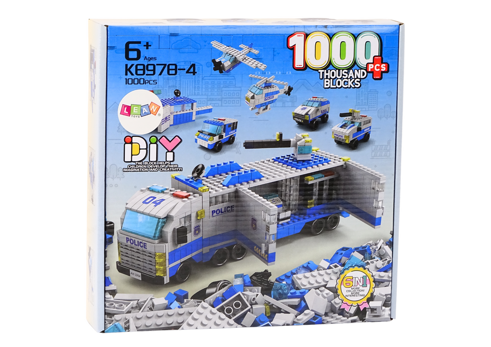 Police Truck Construction Bricks 6in1 Set Police Vehicles 1000pcs