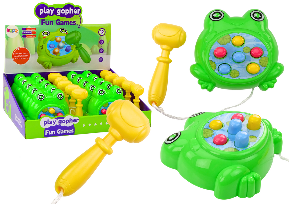 Mini Game Wac A Mole Frog Hammer On A String Green