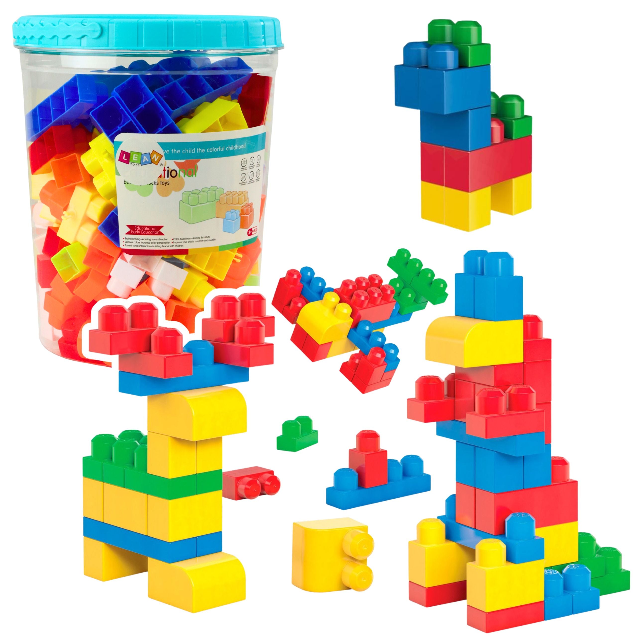 Blocks In Bucket Educational Large Construction Set Colorful 160 Pcs.