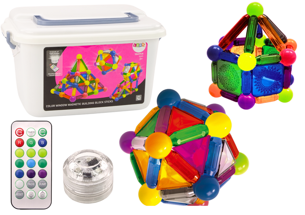 Magnetic Blocks With Light In A Box Of 154 Elements