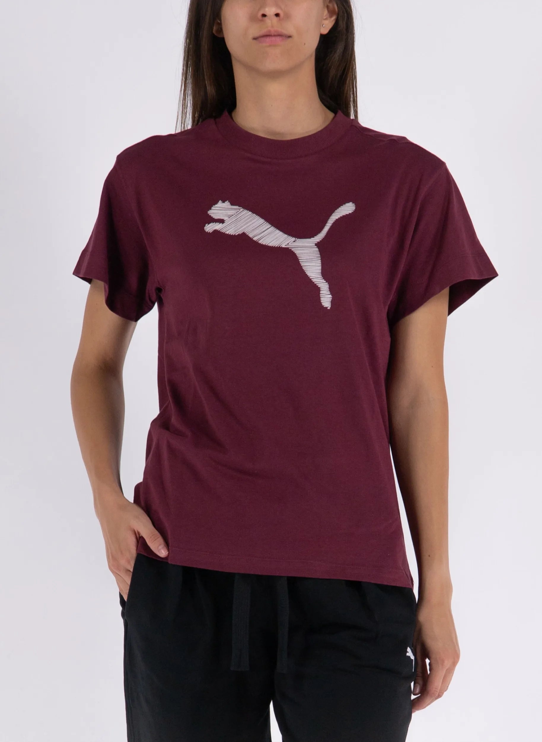 T-shirt da donna Puma Wmns Her Tshirt Dark Jasper Burgundy