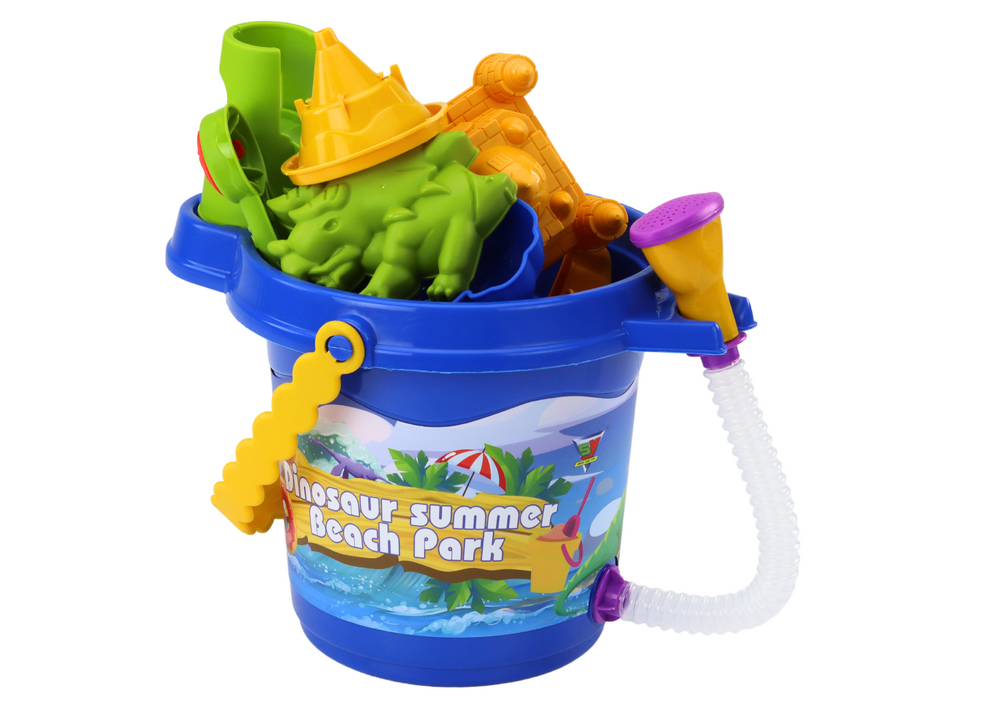 Sand Bucket Set With Shower Spatula Rake Molds Dinosaurs