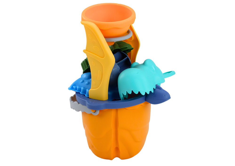 Dinosaur Sand Set Funnel Grinder Molds Spatula 7 Pieces.