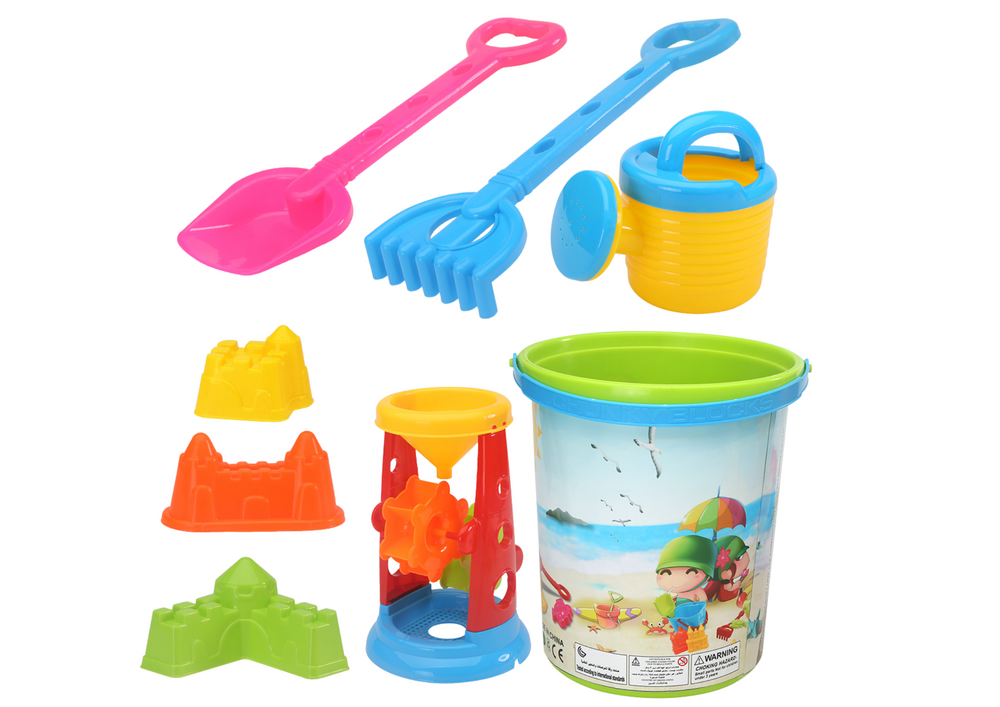 Sand Toy Set Bucket Grinder Watering Can Colorful Molds