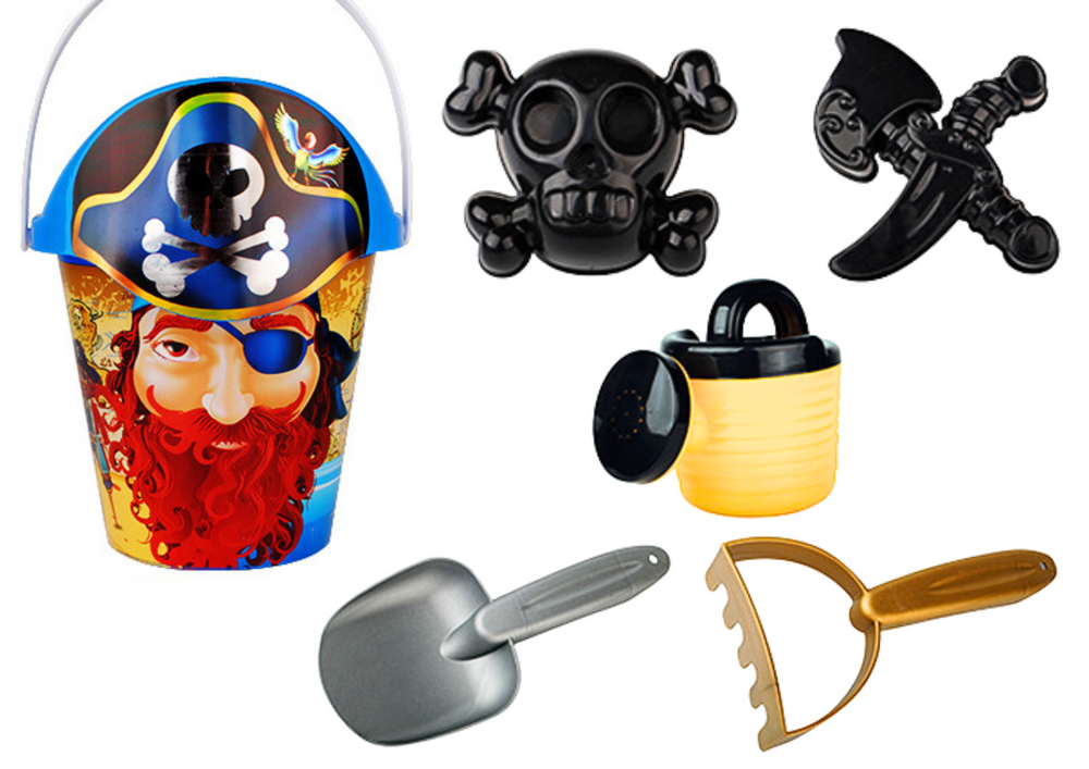 Pirate Sand Set Bucket Watering Can Strainer Set Of 6 Pieces.