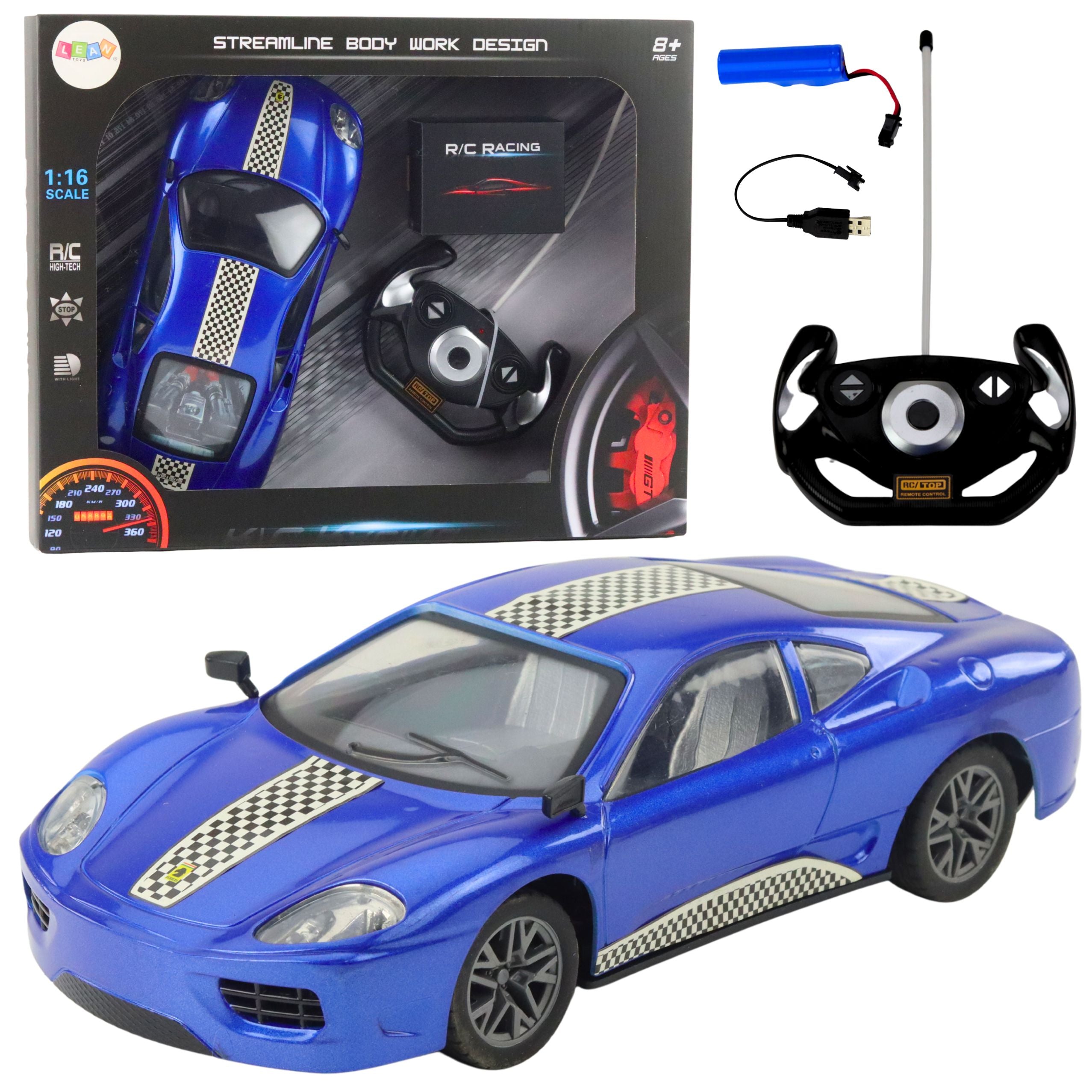 Remote Controlled Rc Sports Car Lights Blue 1:16