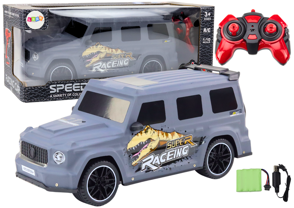 Rc Remote Control Car With Dinosaur 1:10 Scale Gray