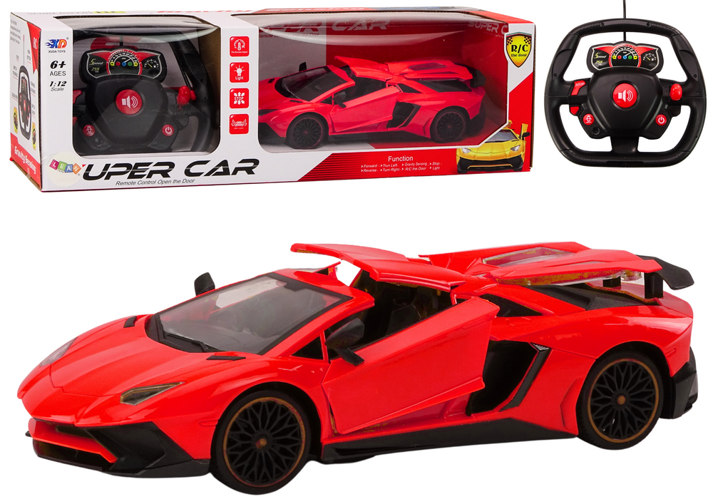 Rc Remote Controlled Sports Car With Opening Doors Red 1:12