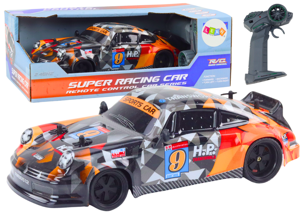 Rc Remote Control Car 1:18 Rubber Wheels Drift Orange
