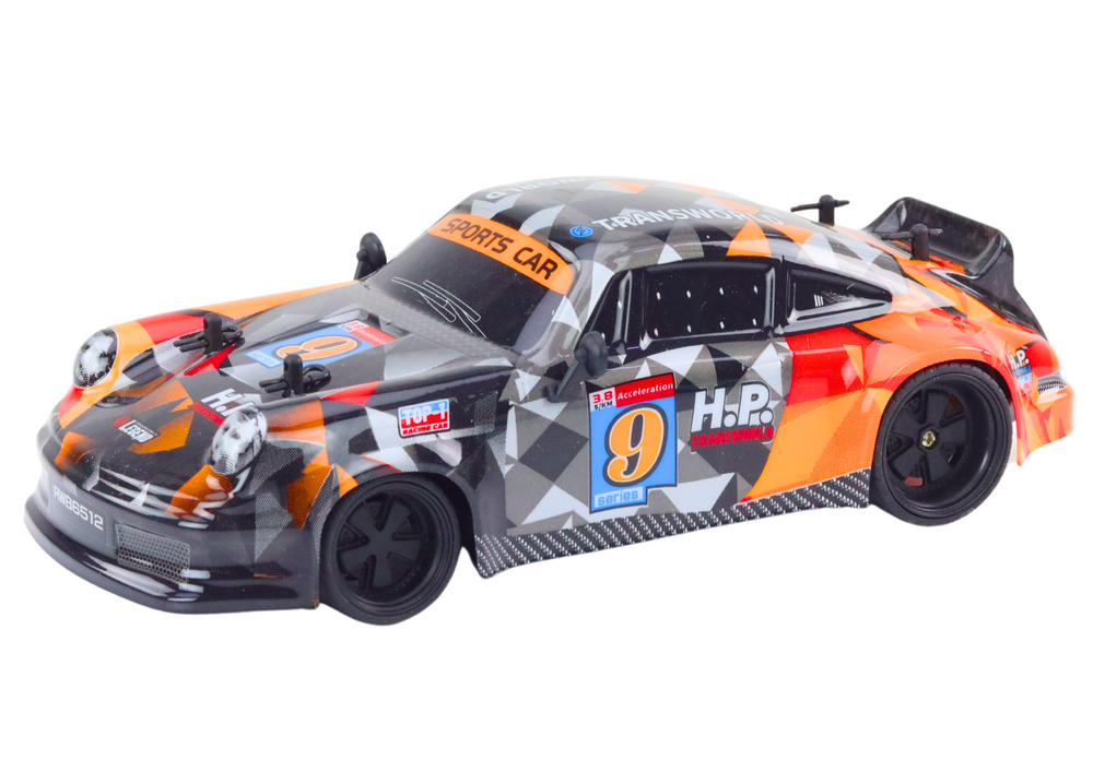 Rc Remote Control Car 1:18 Rubber Wheels Drift Orange