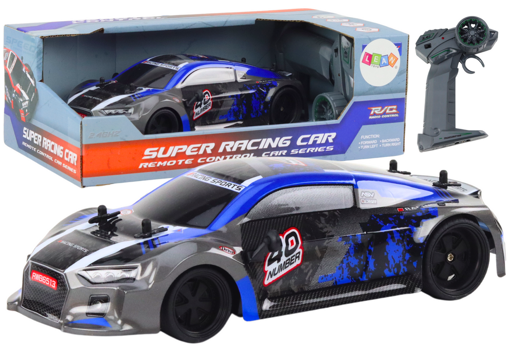 Rc Remote Control Car 1:18 Rubber Wheels Drift Blue
