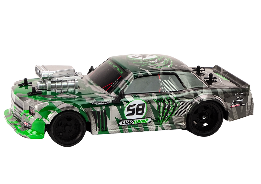 Rc Remote Control Car 1:16 Drift Rubber Wheels Green