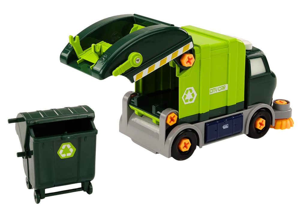 Cartoon Garbage Truck Turning Movable Diy Green