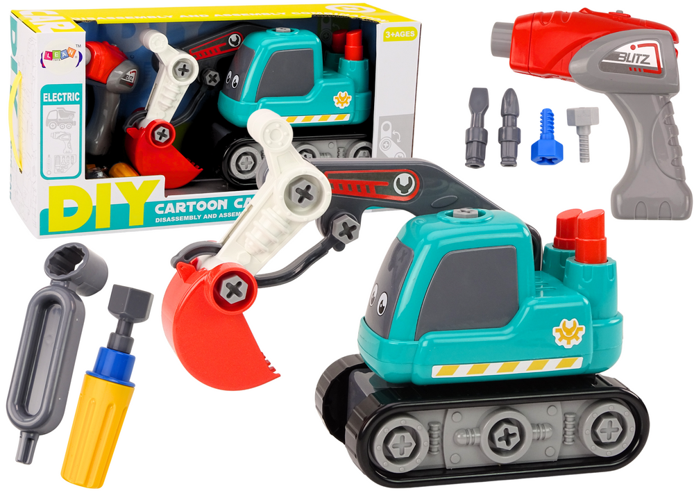 Cartoon Crawler Excavator For Turning Diy Turquoise