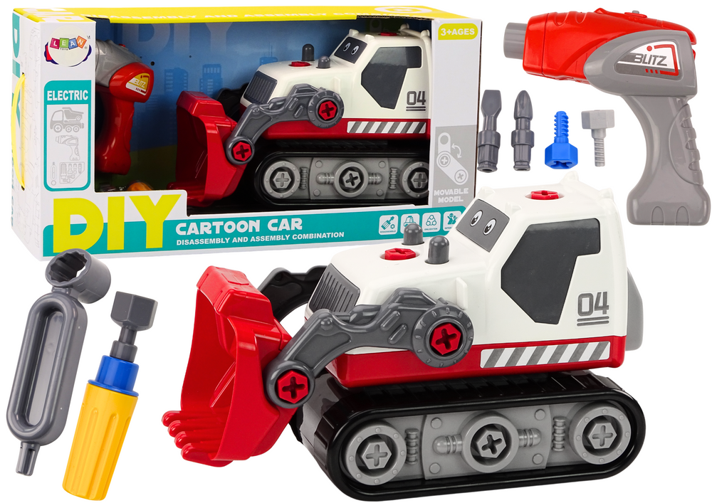 Cartoon Crawler Excavator For Turning Diy White