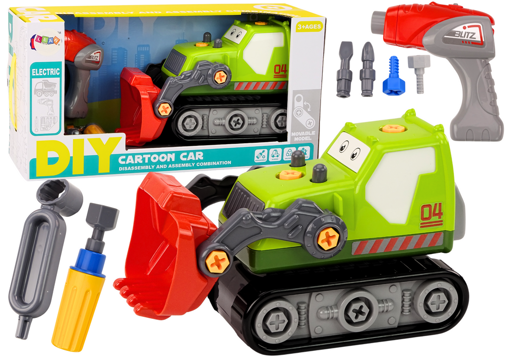 Cartoon Crawler Excavator To Disassemble Diy Green