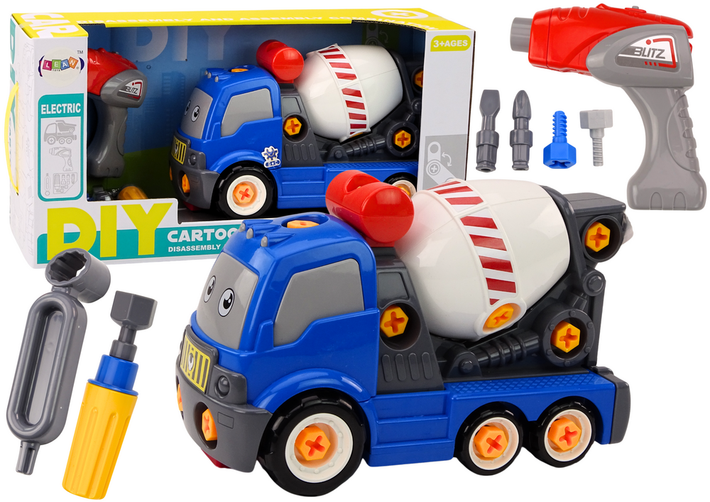 Cartoon Concrete Mixer Truck For Turning Diy Blue