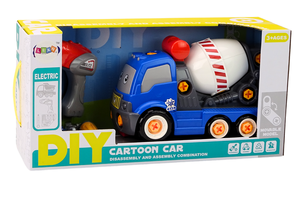 Cartoon Concrete Mixer Truck For Turning Diy Blue