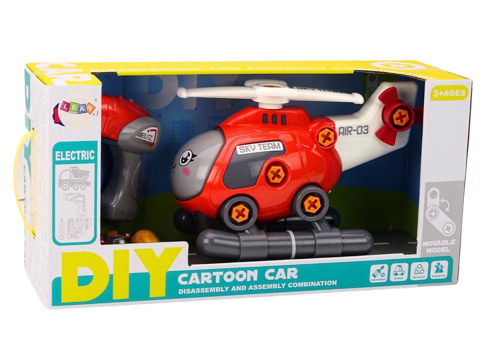 Diy Turning Cartoon Helicopter Red