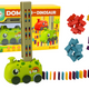 Battery-operated Green Dinosaur Car Arranging Colorful Dominoes 4 Colors Of Blocks