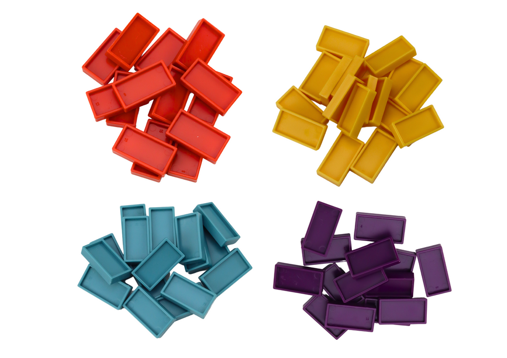 Red Dinosaur Battery Operated Car Arranging Colorful Dominoes 4 Colors Of Blocks