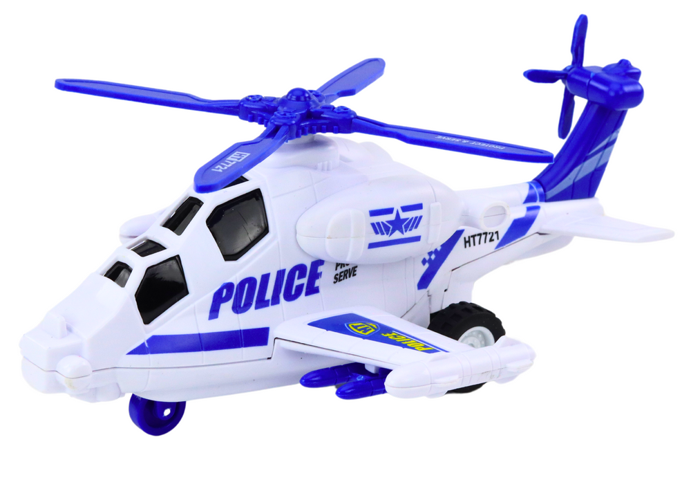 Police Helicopter White Or Black Friction Drive Light And Sound