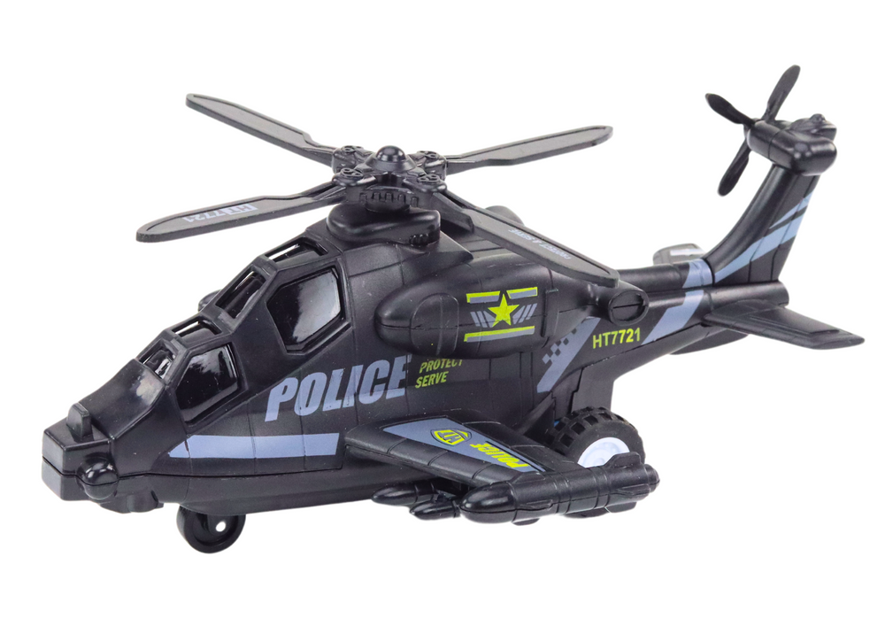 Police Helicopter White Or Black Friction Drive Light And Sound