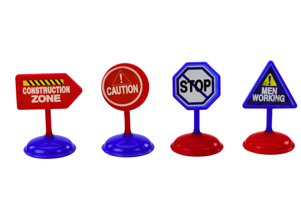 Set Of 12 Toy Cars Powered Planes 5cm Road Signs