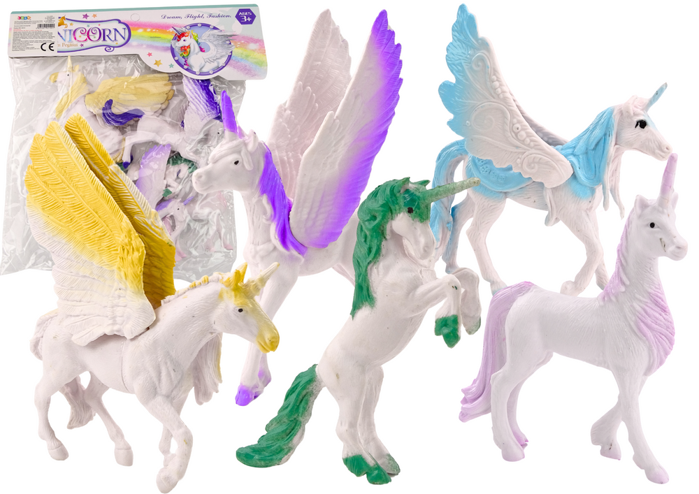 Set Of Unicorn Pegasus Figures White Magic 6 Pcs.