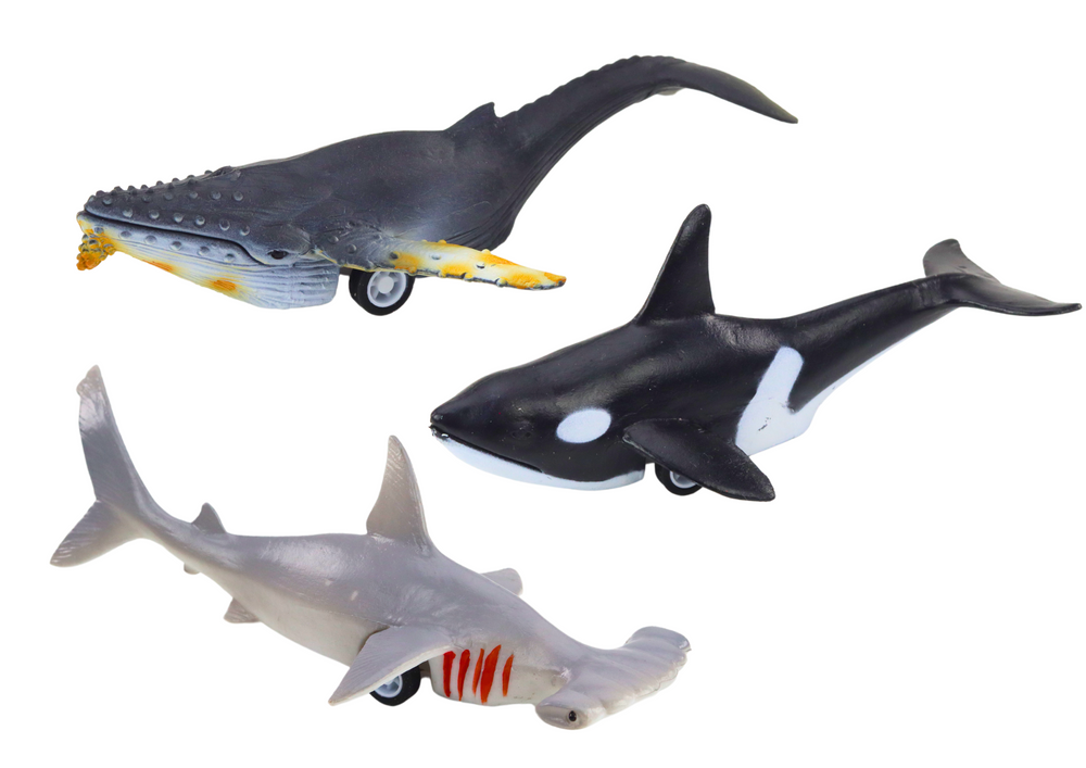 Figurines Vehicles Sea Animals Friction Drive Shark Killer Whale 6 Pcs
