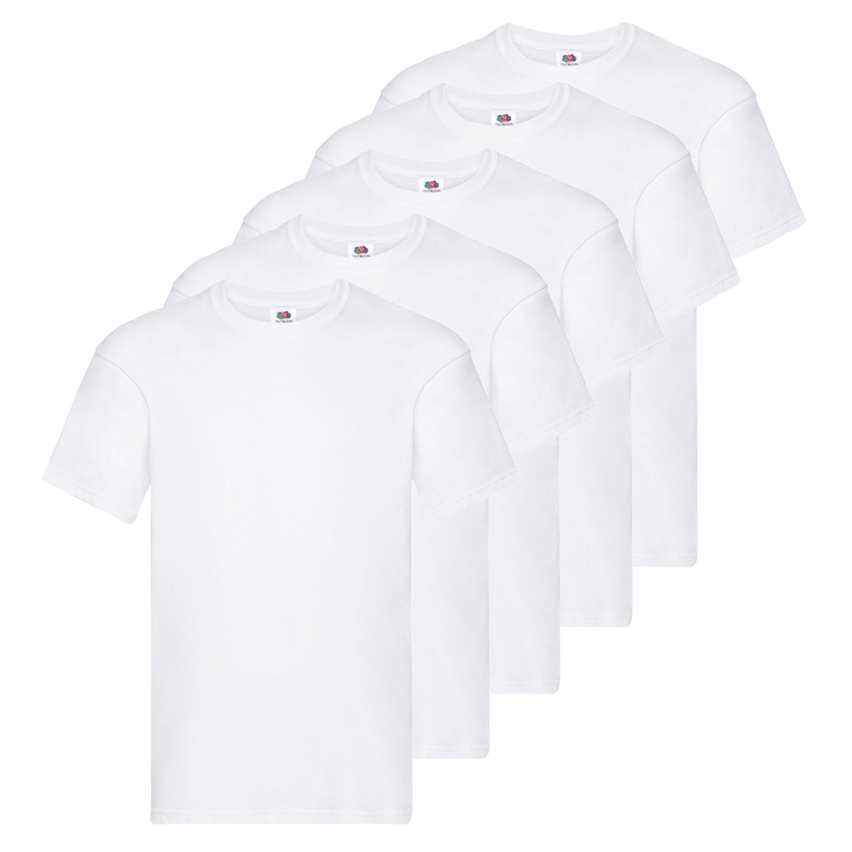 Pack Of 5 Fruit Of The Loom Original T-shirts Blanco
