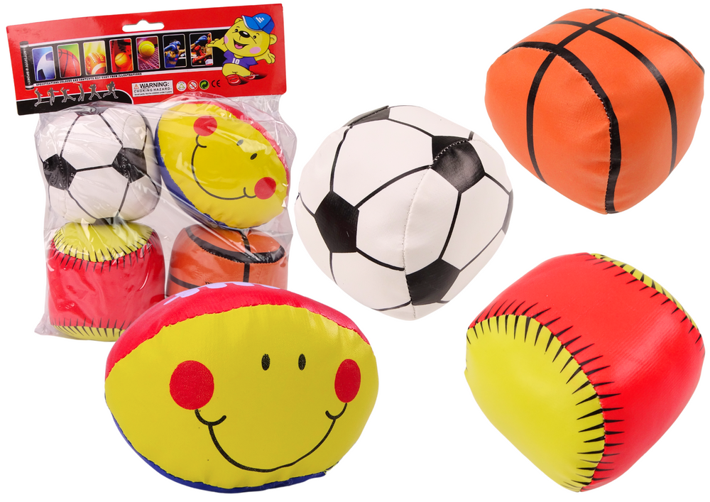 Soft Sports Balls Basketball Rugby Football Baseball Set Of 4.