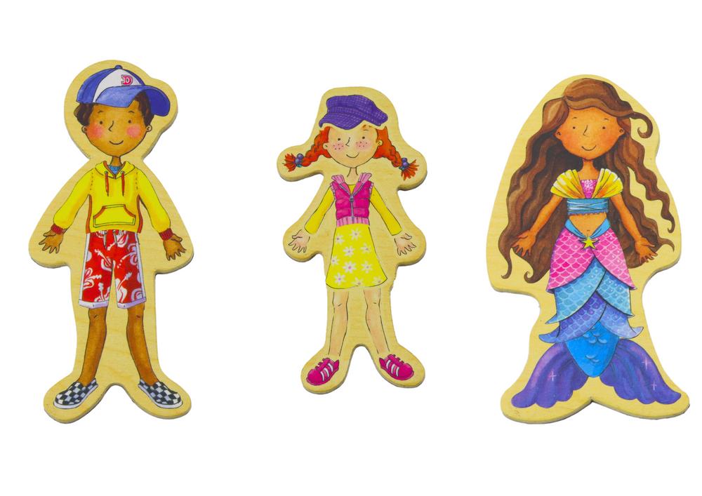 Set Of Magnets Wooden Characters In Colorful Disguises 20 Pieces