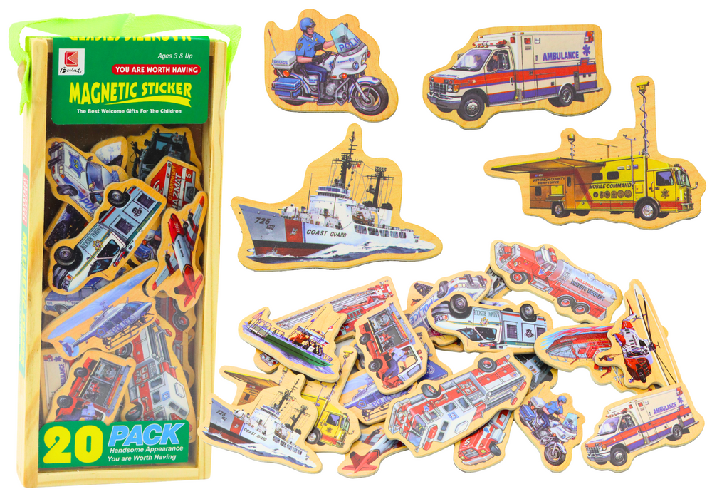 Set Of Wooden Magnets Vehicles Long Planes 20 Pieces