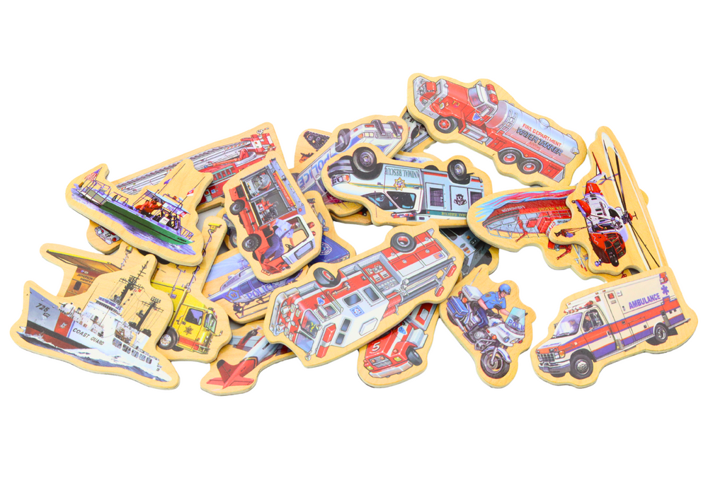 Set Of Wooden Magnets Vehicles Long Planes 20 Pieces